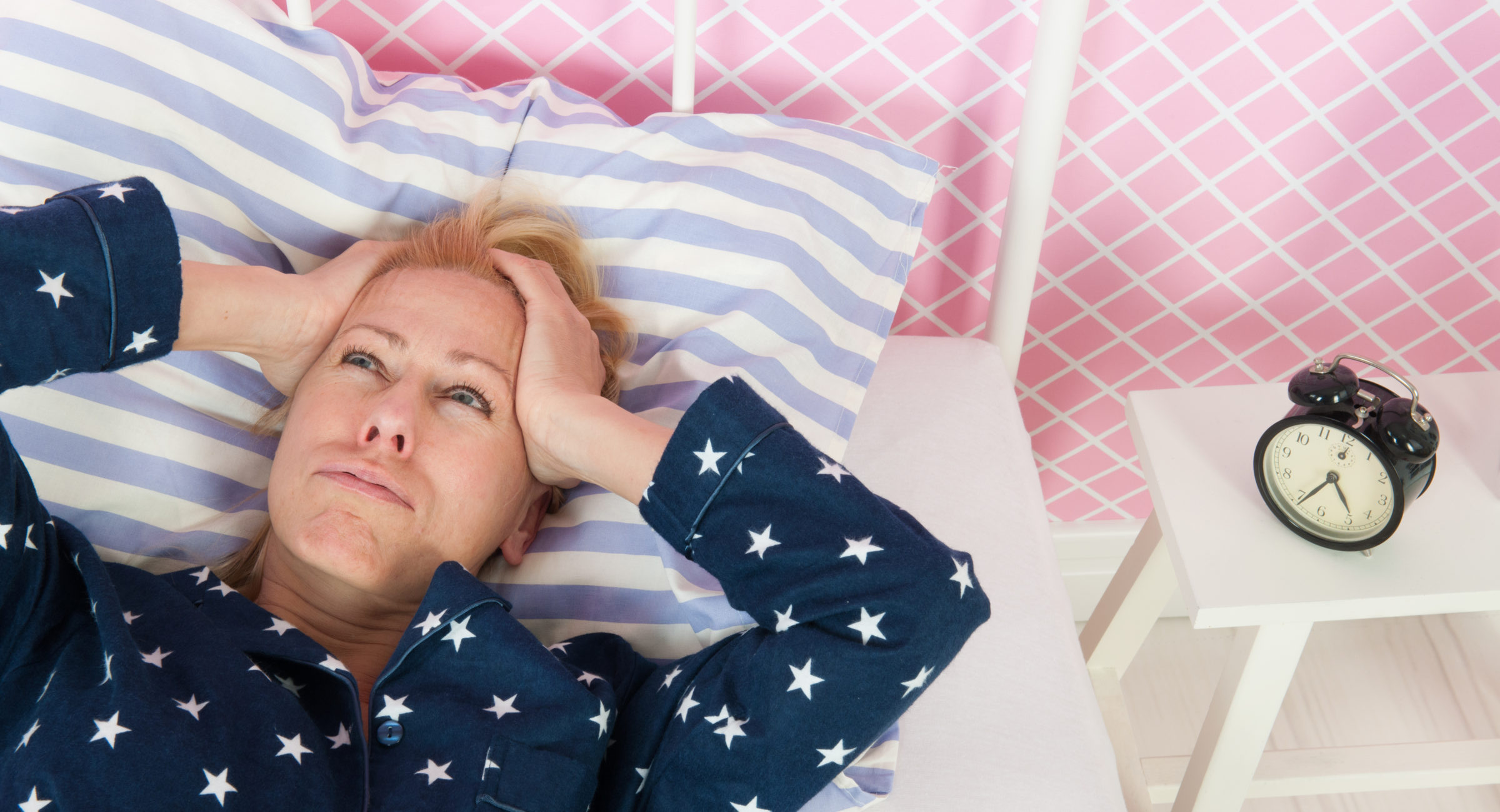 Blond woman of mature age with insomnia